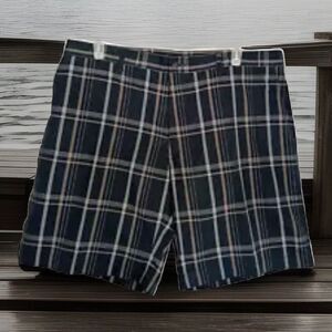 PGA TOUR Mens‎ Golf Shorts 40 Black Plaid Flat Front Pockets Casual